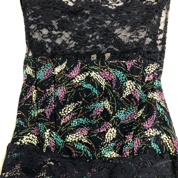 Free People Wheat Print & Lace Dress, Navy, Size S - Picture 4 of 8